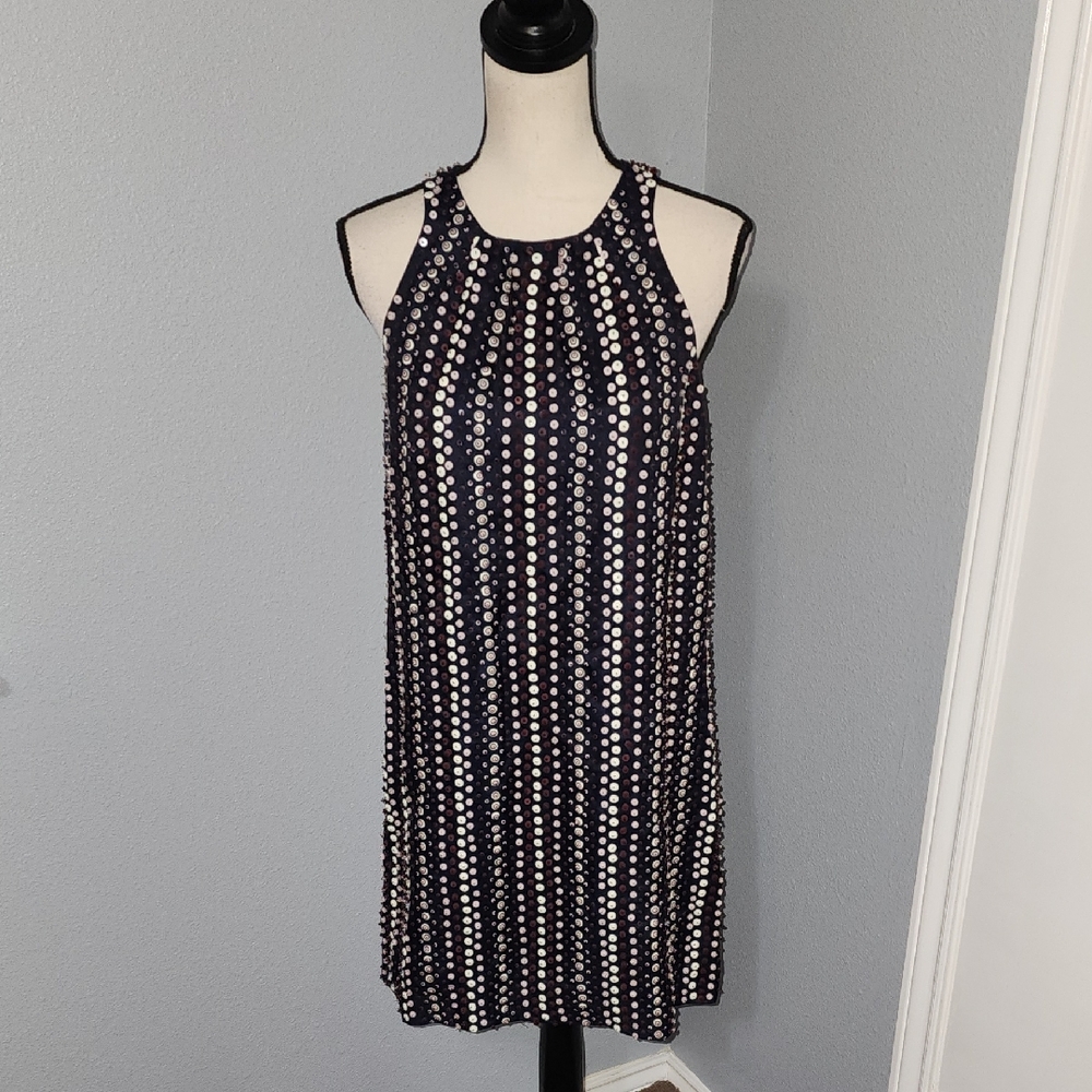J. Crew Navy and White Polka Dot Mini Dress